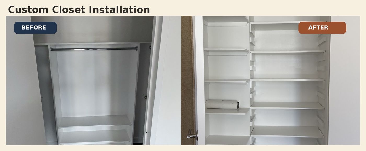 Before and after custom closet installation
